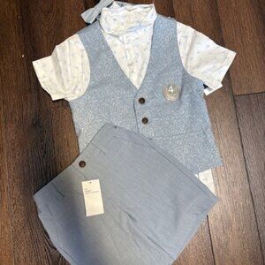 NWT! Kids' Next Brand Button-up Shirt, Vest, Bow Tie & Short Set, 4Y-5Y
